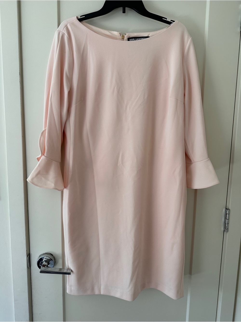 Karl Lagerfeld Pink Shift Dress with Ruffle Sleeves